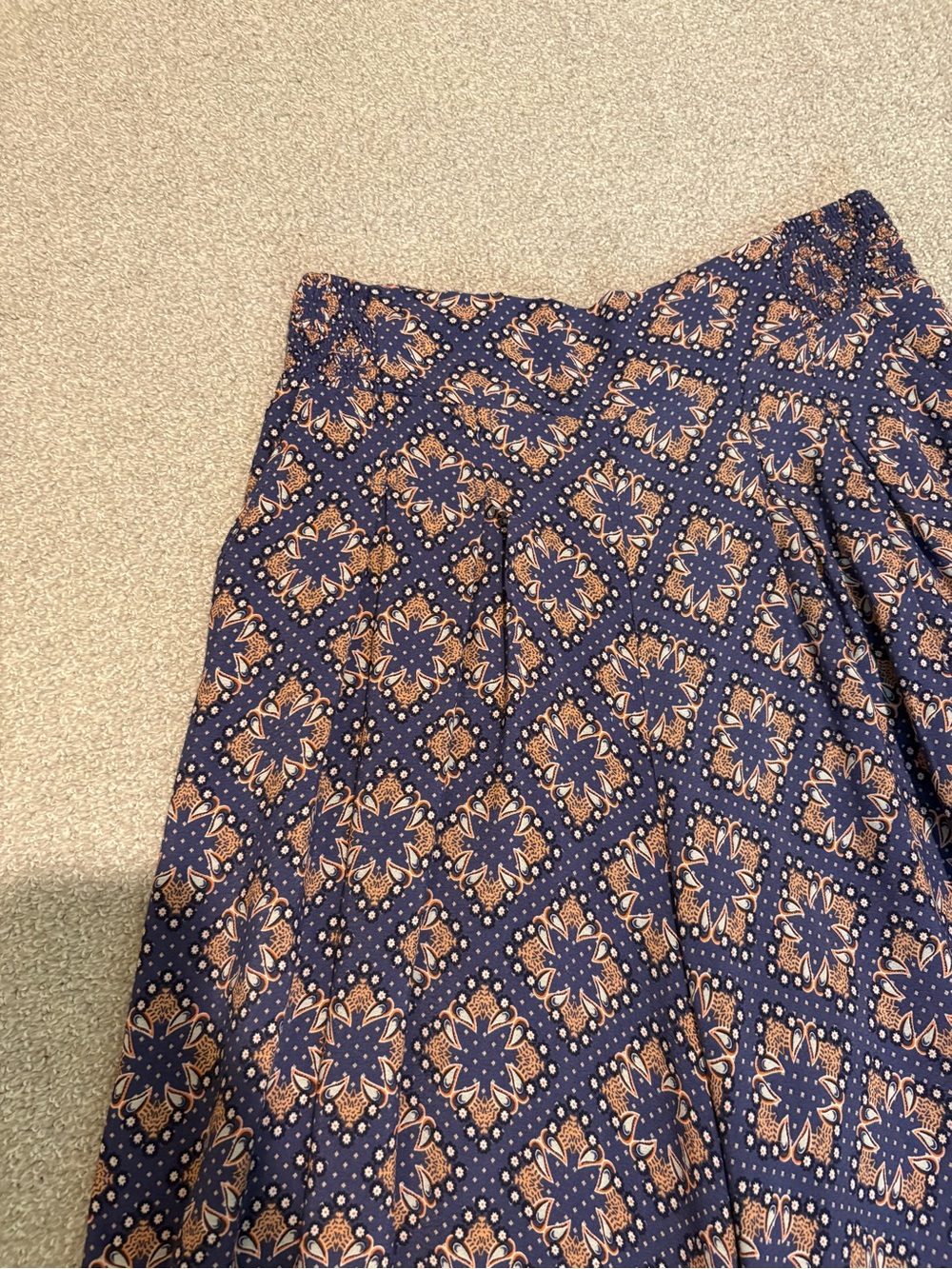 Wide-Leg Printed Palazzo Pants - purpley-blue and pink-tan - Picture 2 of 5
